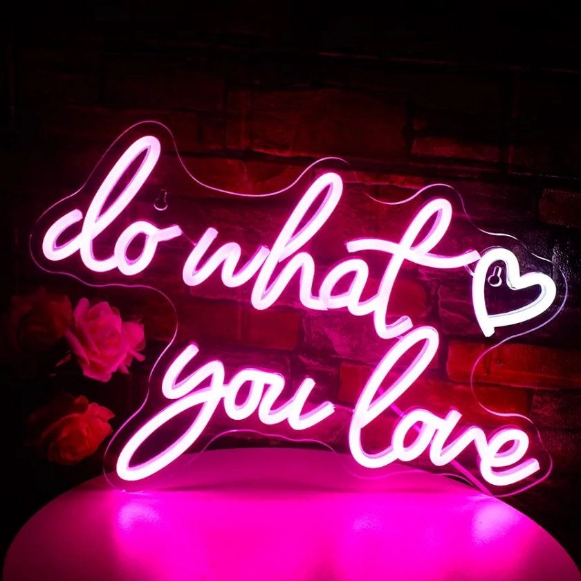 wanxingDo What You Love Neon Sign Pink Neon Signs for Wall Decor USB Powered Neon Light for Bedroom, Bar, Home Decor, Birthday Party, Gifts