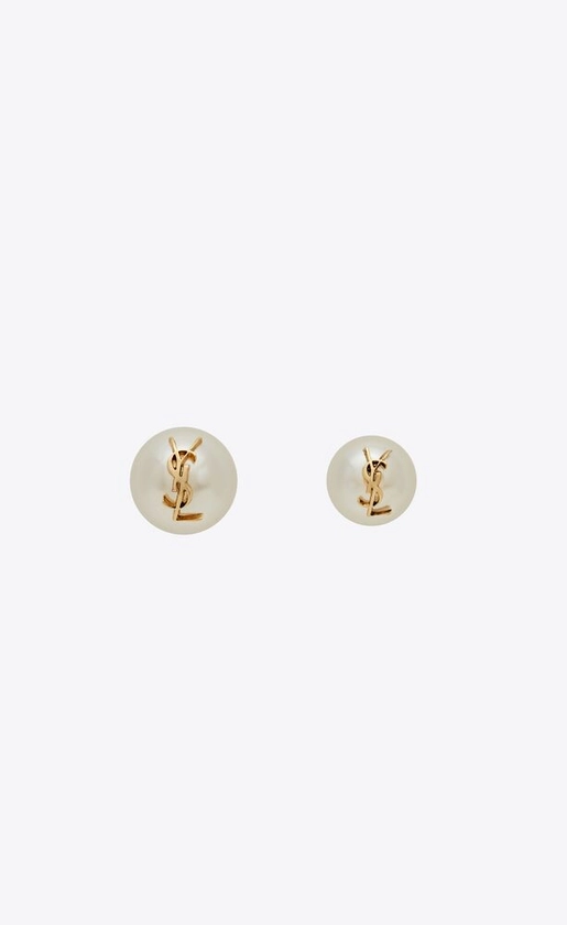CASSANDRE pearl earrings in metal | Saint Laurent | YSL.com