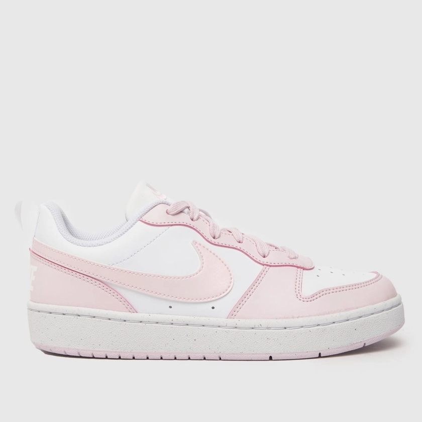 Nikewhite & pink court borough low recraft Girls Youth Trainers