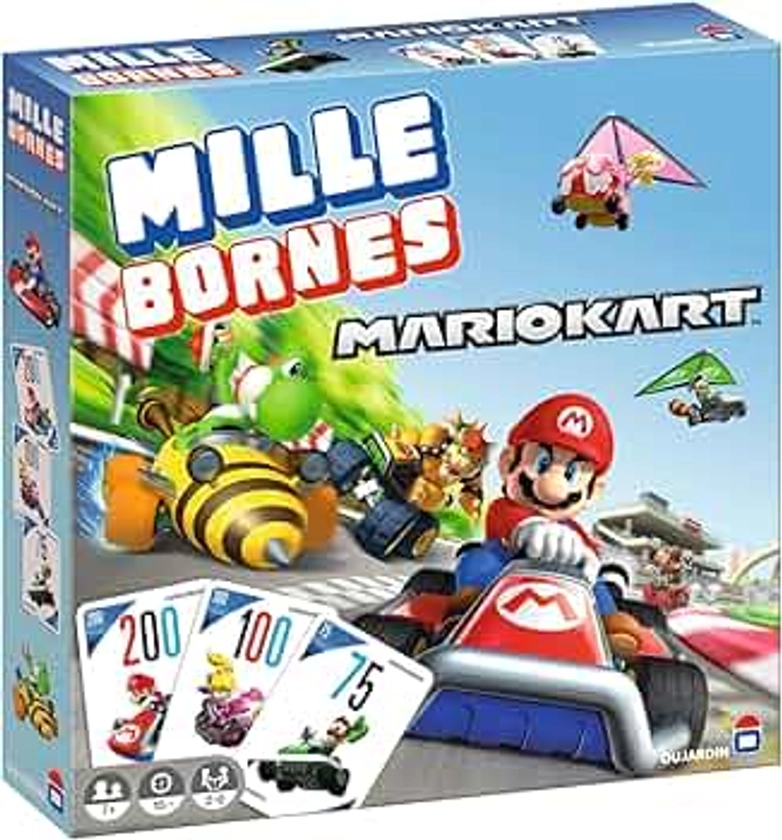 Dujardin – Mille Bornes Mario Kart – Jeu de société – Jeu de plateau – Atteignez les 1000 bornes en premier – Jeu familial – 2 joueurs et plus – Dès 7 ans