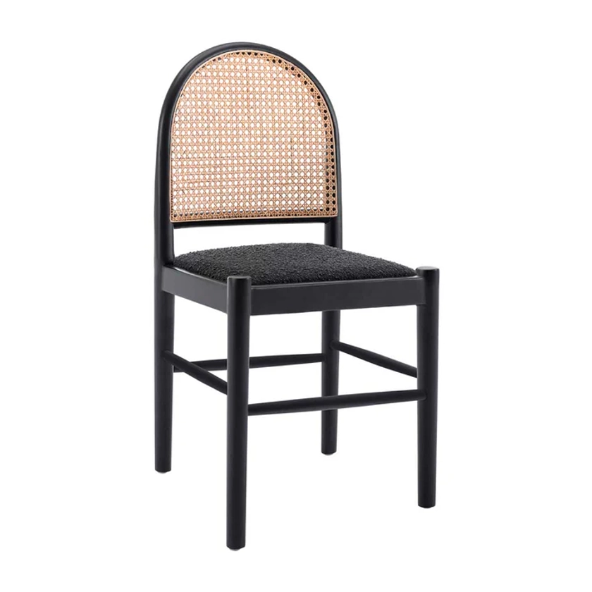 Capri Rattan Boucle Arch Dining Chair - Black / Charcoal