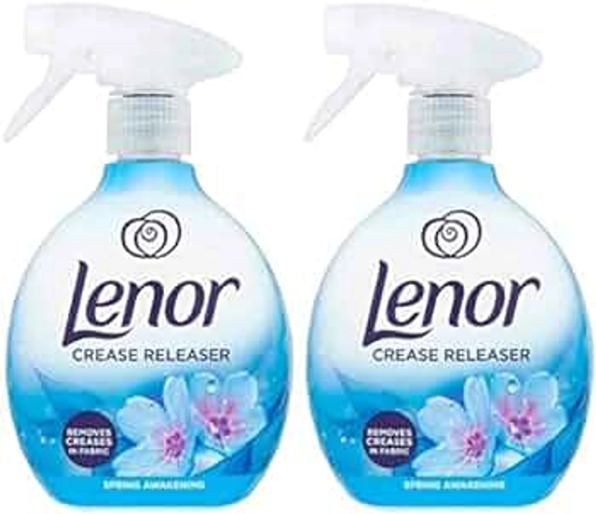 Lenor Crease Releaser Spray Removes Creases in Fabric. Spring Awakening Scent, Twin Pack, 2 x 500ml