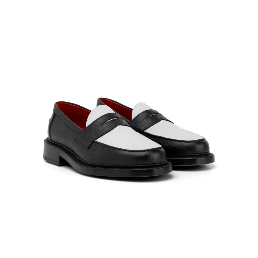 The Ellis Penny Loafer, Black/White - Blackstock & Weber