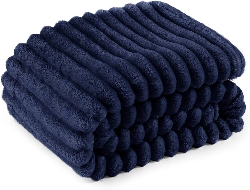 Bedsure Blue Fleece Blanket for Couch - Super Soft Cozy Twin Blankets for Women, Cute Small Blanket for Girls, 60x80 Inches