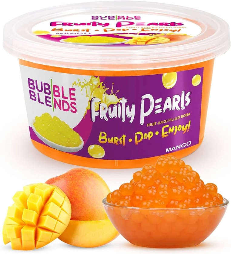 Bubble Blends Mango Popping Boba (450g), Fruit Juice-Filled Boba Pearls for Bubble Tea, Fat-Free : Amazon.co.uk: Grocery