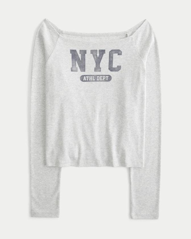 Women's Long-Sleeve NYC Graphic T-Shirt | Women's Tops | HollisterCo.com