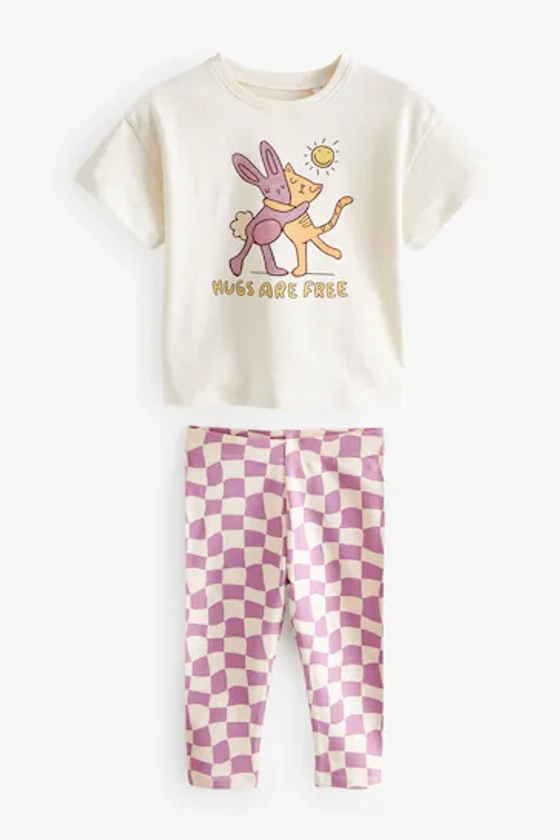 Buy Purple Cat & Bunny Short Sleeve T-Shirt and Leggings Set (3mths-7yrs) from the Next UK online shop