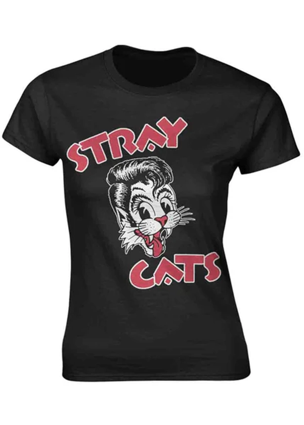 Band Shirts Stray Cats Cat Logo Girly T-Shirt Schwarz