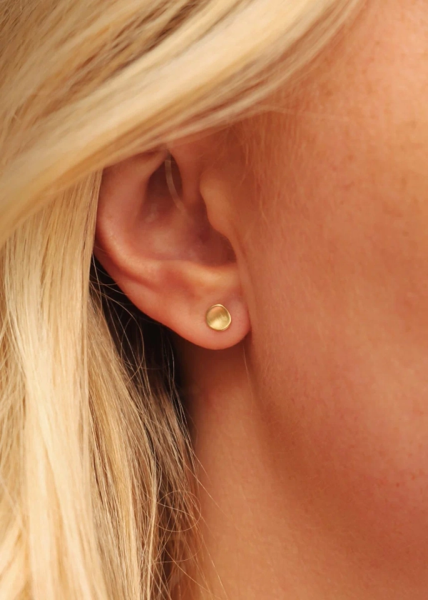 Gold Pebble Stud Earrings