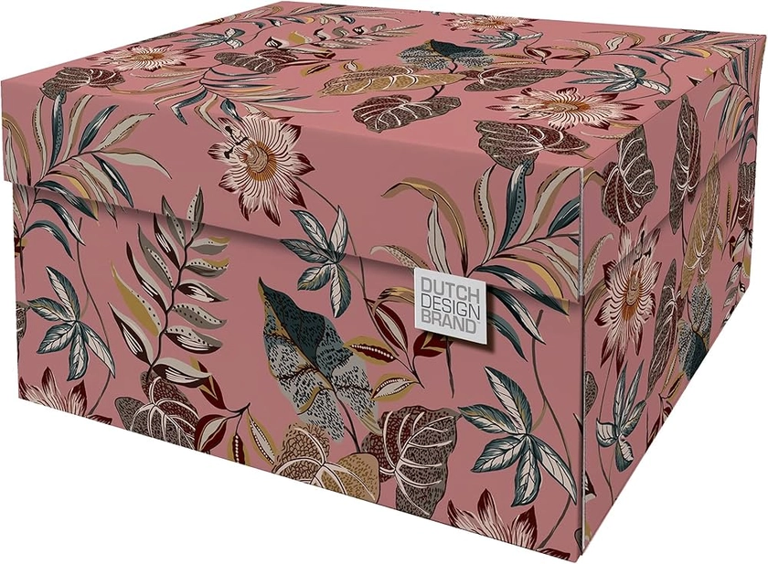 Dutch Design Brand Boîte de rangement avec couvercle – Boîtes de rangement – Carton recyclable certifié FSC (dimensions : 38,9 x 31,8 x 21,1 cm) (jardin floral)