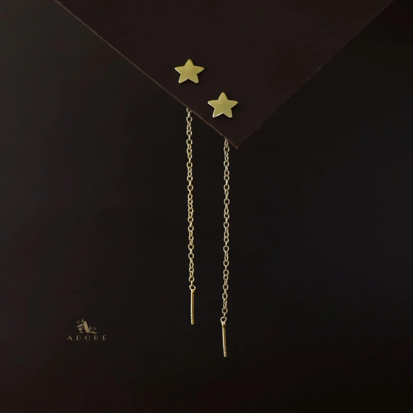 Golden Star Needle and Thread Earring