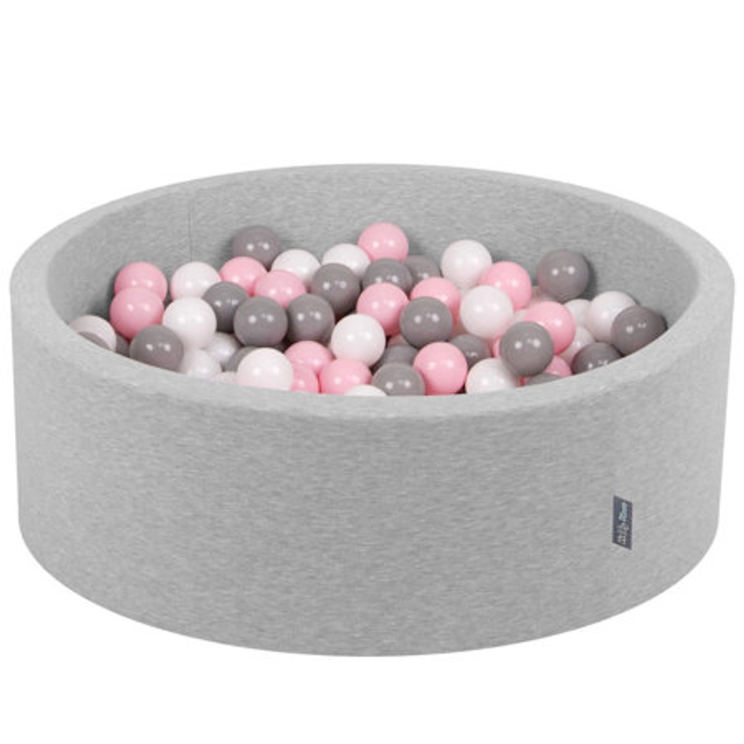 KiddyMoon Baby Foam Ball Pit with Balls 7cm / 2.75in Certified made in EU, Light Grey: White/ Grey/ Light Pink