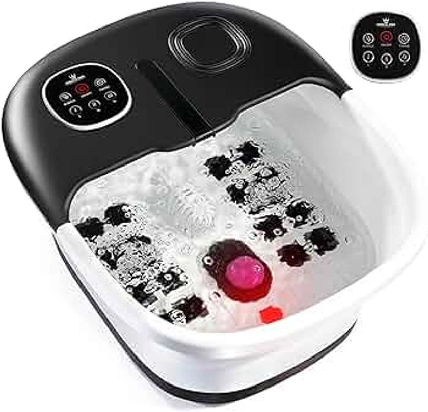 Medical king Foot Spa with Heat and Massage and Jets Includes A Remote Control A Pumice Stone Collapsible Massager with Bubbles and Vibration