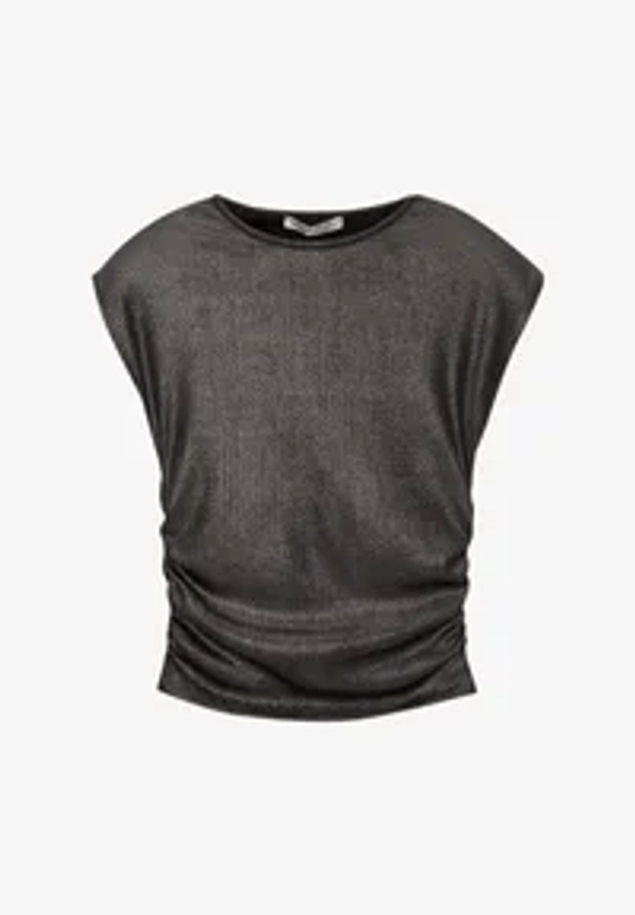 PULL&BEAR GATHERED SHORT SLEEVE - T-shirt basic - metallic grey/grijs-metallic - Zalando.be