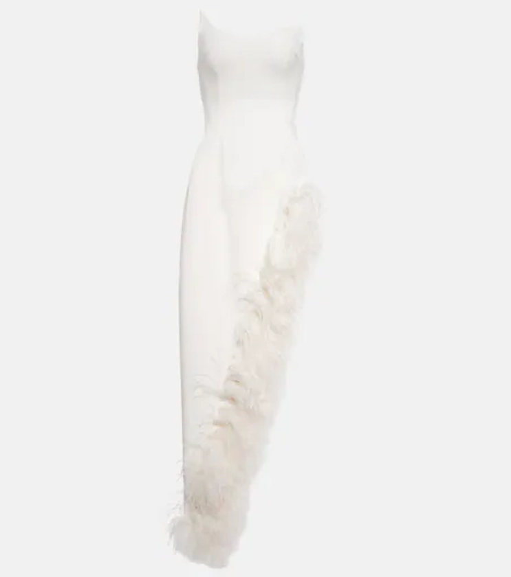 Feather-trimmed cady gown in white - David Koma | Mytheresa