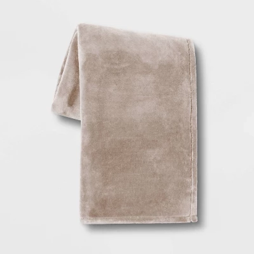 Oversized Primalush Throw Blanket Light Taupe - Threshold™: Cozy Midweight, Machine Washable, 50x70"