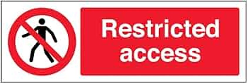 V Safety Restricted Access Warning Sign - 300mm x 100mm - Self Adhesive Vinyl