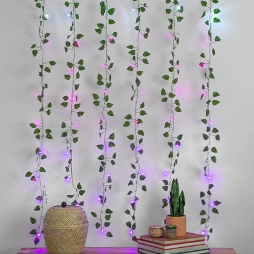 5' x 3.5' LED Vine Curtain String Lights Ombre - West & Arrow: Battery Operated, Indoor Use, Floral Theme