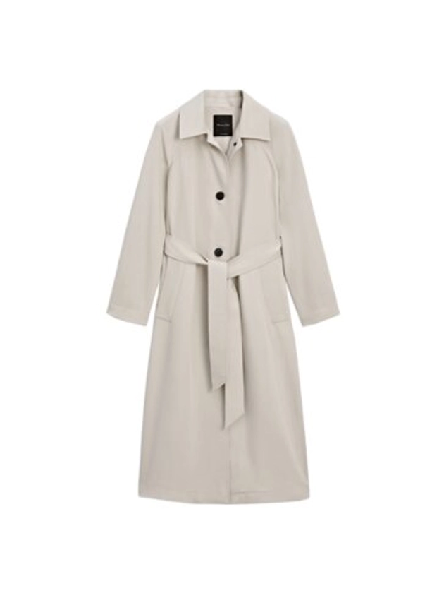 Long flowing trench coat with belt detail · Stone · Coats And Jackets | Massimo Dutti