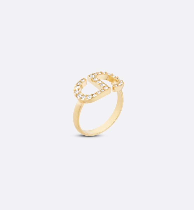 Petit CD Ring Gold-Finish Metal and Silver-Tone Crystals | DIOR