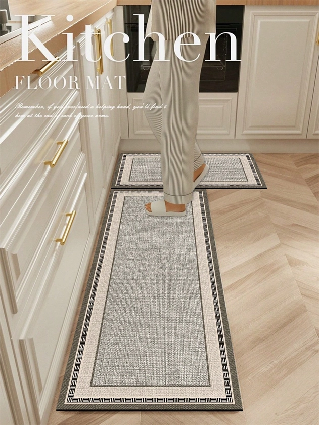 1 pièce Tapis de cuisine en silicone haut de gamme et à motifs géométriques, tapis de cuisine anti-fatigue rembourré et antidérapant avec des propriétés de séchage rapide et d'absorption d'eau, convient pour la cuisine, la salle de bain, le couloir, la buanderie, etc.