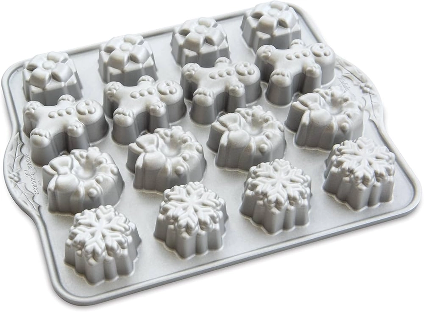 Nordic Ware Holiday Teacakes Cakelet Pan, Mini Christmas Cake Mould Tray, Cast Aluminium Cake Tin, Muffin Tray for Chocolates, Made in The USA Colour: Silver : Amazon.co.uk: Home & Kitchen