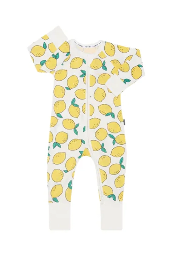 Bonds Lemon Fruit Print Zip White Sleepsuit