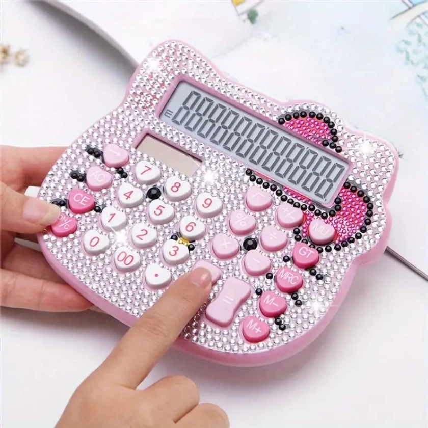 Authorized * Crystal Diamond Calculator Solar Bow Heart Shaped Button Diamond Sticking Cartoon Computer Diamond Embedding