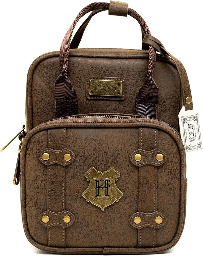 The Wizarding World of Harry Potter Vegan Leather Crossbody Sling Bag with Adjustable Straps, Hogwarts School of Witchcraft and Wizardry