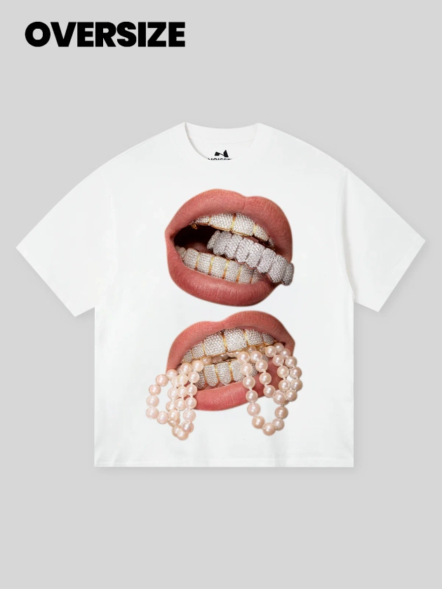 BOUNCE BACK© Diamond Pearl Lip Print T-shirt