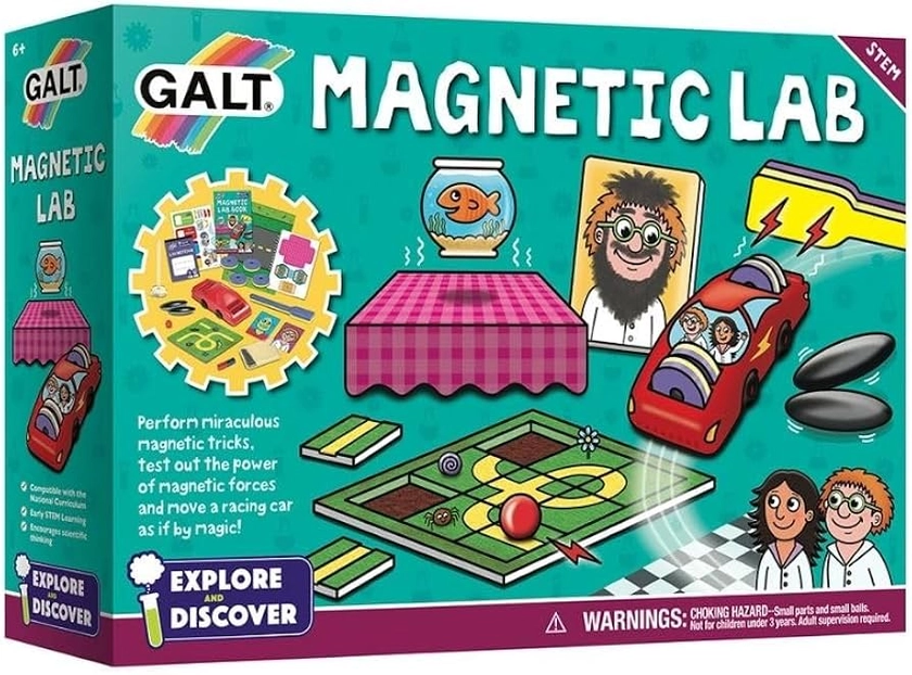 Galt Magnetic Lab - Explore and Discover STEM Science Set, Learning Resources for Kids Scientific Thinking - Childrens Physics Kit Gift for Girls and Boys with 9 Fun Experiments - Ages 6 Years Plus