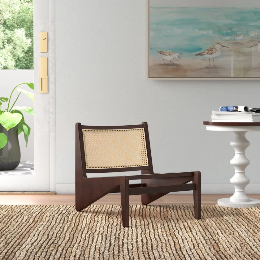 Beachcrest Home Divij Solid Wood Armchair Natural Cane Woven Lounge Chair | Wayfair