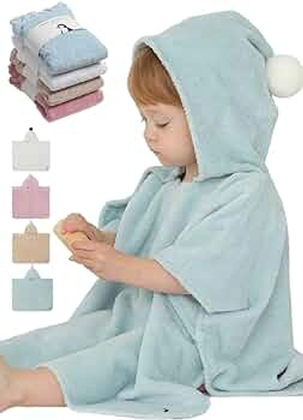 Konny Baby Hooded Towel: Rayon from Bamboo Cotton Baby Towel Hooded Poncho, Oeko-TEX, Ultra Soft & Quick-Dry, Girls, Babies, Newborn Boys, Toddler (Mint, Small)