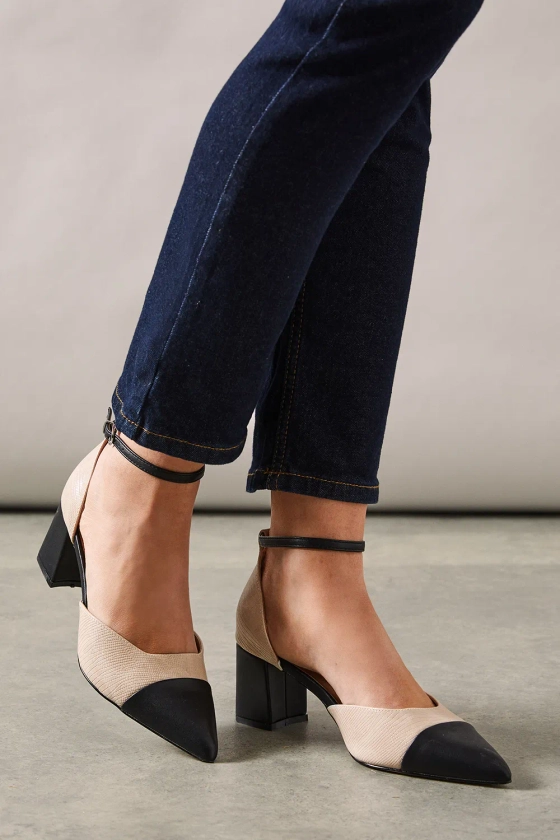 Heels | Wide Fit Dollis Pointed Two Part Toe Cap Courts | Wallis