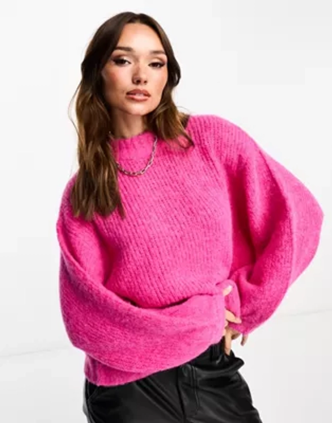 Edited - Pull en maille à manches ballon - Rose | ASOS