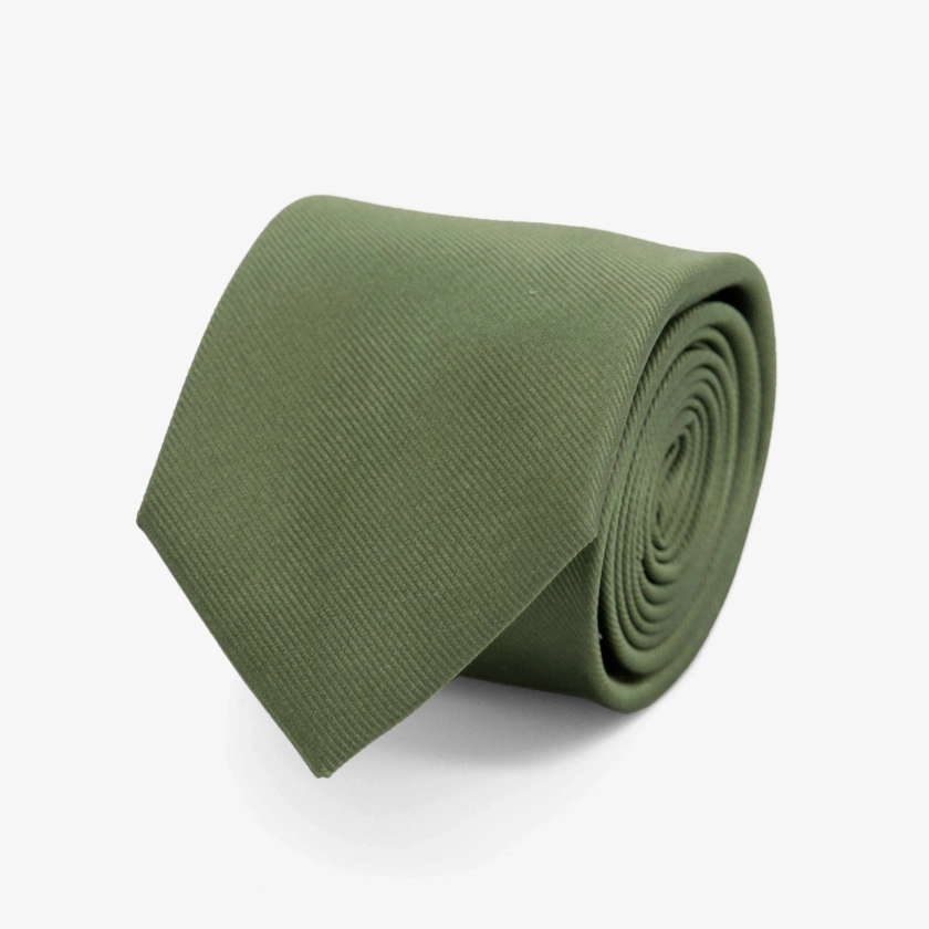 Grosgrain Solid Olive Tie | Silk Ties | Tie Bar