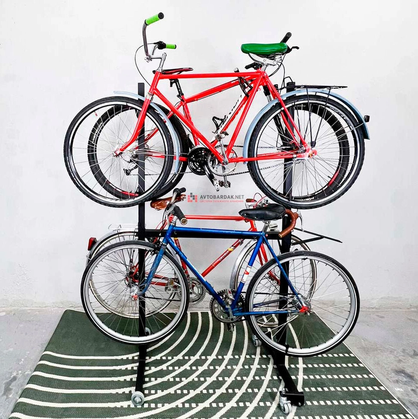 Подкатная стойка для хранения 4 велосипедов (6 велосипедов, если 4 из них детские)