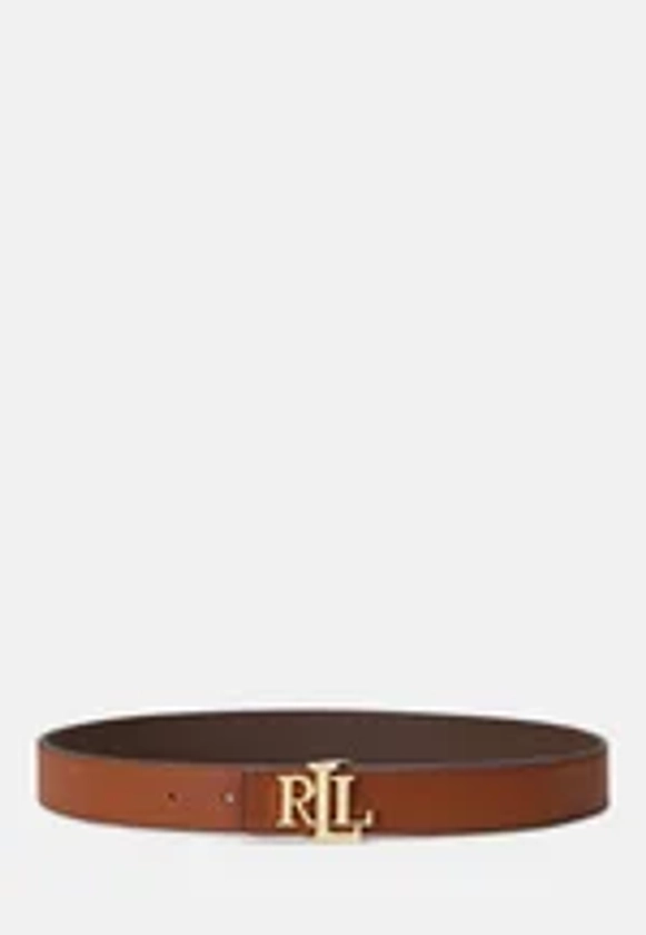 LOGO REVERSIBLE PEBBLED LEATHER BELT - Ceinture - tan/dark brown