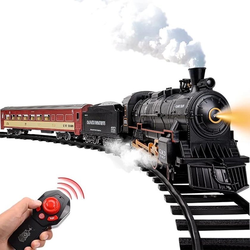 Jouets de Noël pour enfants de 3 à 12 ans, kits de chemin de fer avec moteur à locomotive à vapeur, voitures et pistes : Amazon.com.be: Jouets