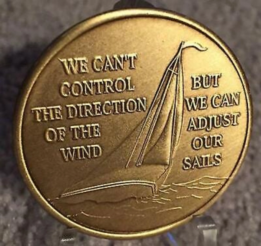 We Can't Control The Wind Adjust Our Sails Sailboat Bronze Medallion Chip Coin | eBay
