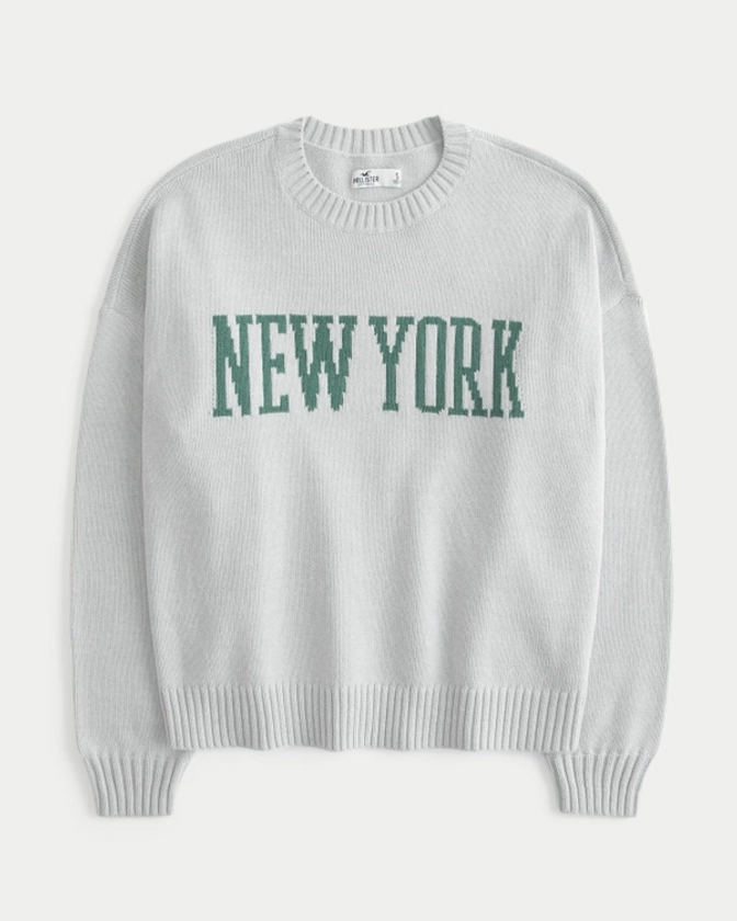 Women's Oversized New York Graphic Crew Sweater | Women's Tops | HollisterCo.com