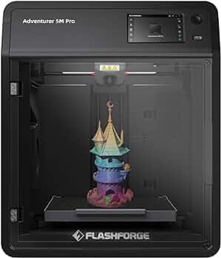 FLASHFORGE Adventurer 5M Pro 3D Printer with 1 Click Auto Printing System, 600mm/s High-Speed, Quick Detachable 280°C Nozzle, Core XY All-Metal Structure, Multi-Functional 220x220x220mm 3D Printer