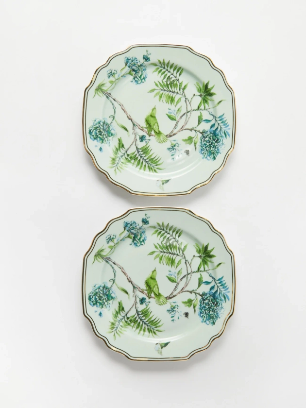 Set of two Secret Garden porcelain dessert plates