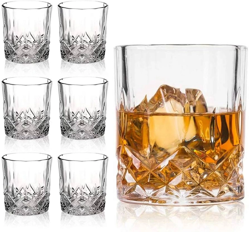 Amazon.com | Farielyn-X Old Fashioned Whiskey Glasses (Set of 6), 11 Oz Unique Bourbon Glass, Ultra-Clarity Double Old Fashioned Liquor Vodka Bourbon Cocktail Scotch Tumbler Bar Glasses Set: Tumblers & Water Glasses