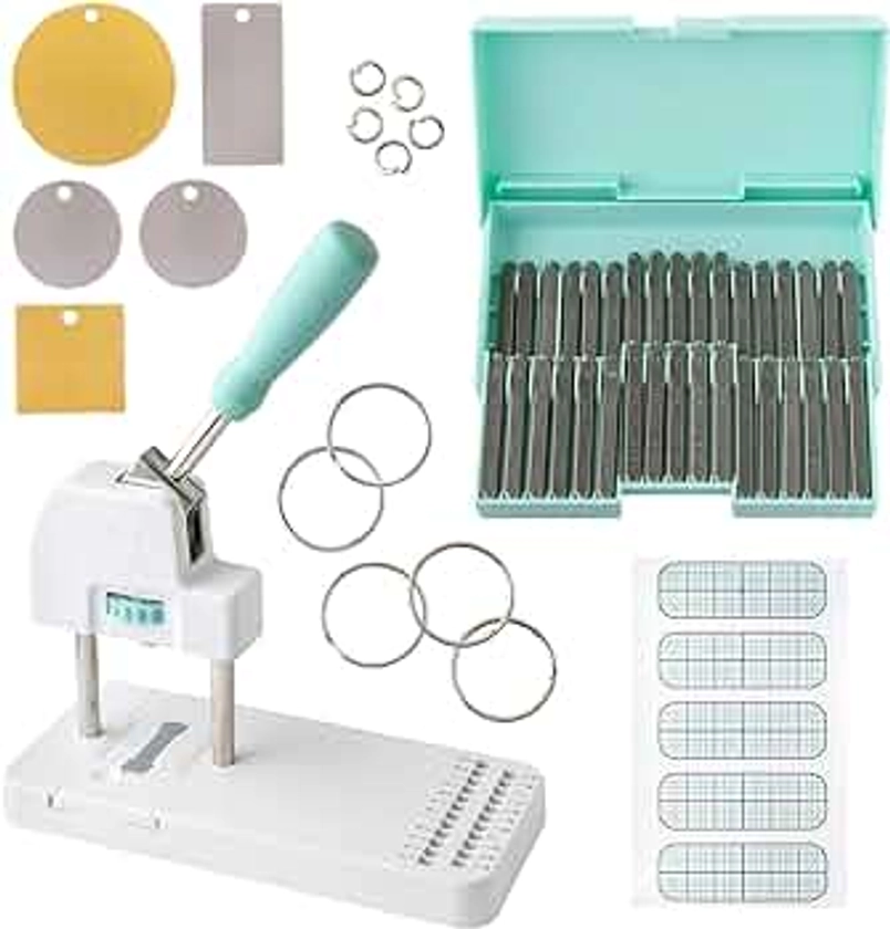 We R Memory Keepers, Jewelry Press Kit Machine, Includes 1 Jewelry Press, 34 Metal Stamps, Carrying Case, and Alignment Stickers, Make Home Made Friendship Bracelets, Necklaces, Keychains and More