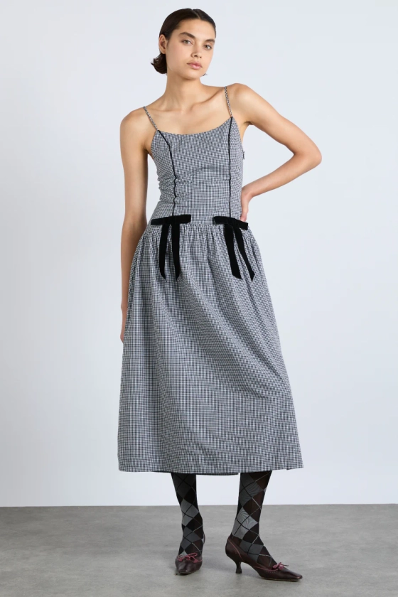 persephone midi dress - black gingham