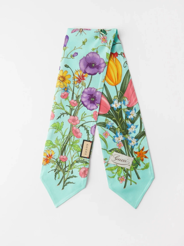 GUCCI Floral-print silk-twill scarf
