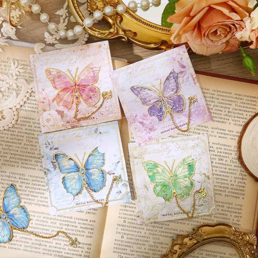 1 Pc Cute Butterfly Metal Bookmark Colorful Bronzing Bookmark With Chain Gifts For Book Lovers Readers Writers Friends Adults - AliExpress