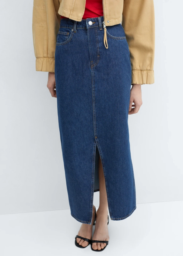 Slit denim skirt - Woman | MANGO United Kingdom