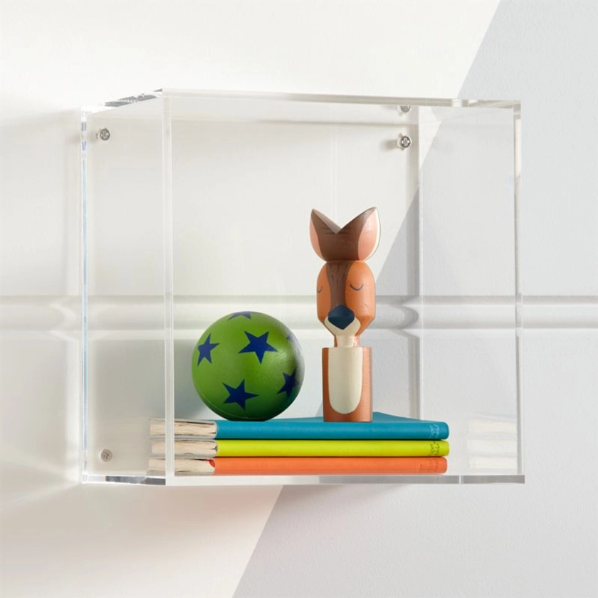 Now You See It Clear Acrylic Floating Cube Shelf + Reviews | Crate & Kids